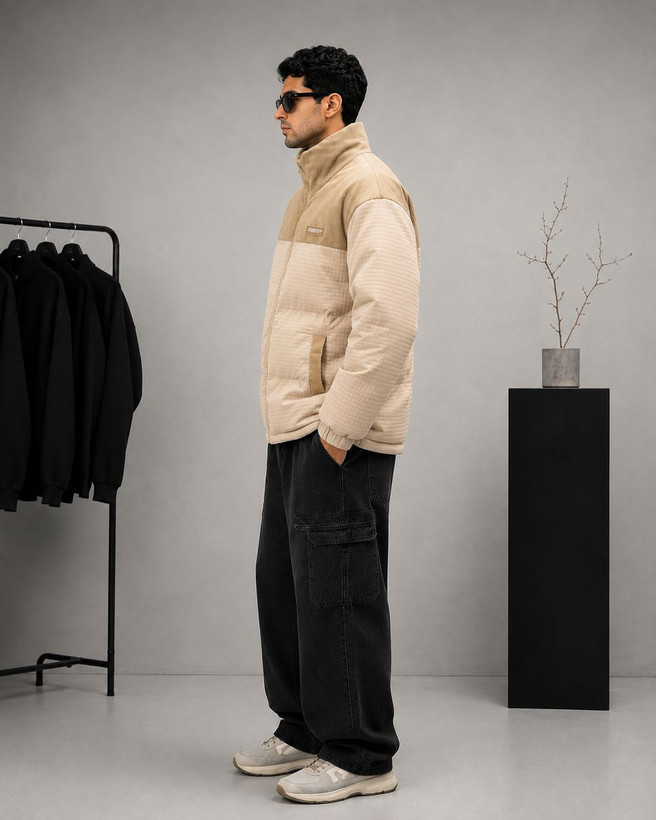 کاپشن مردانه دو رنگ FASHION2W مدل یقه ایستاده